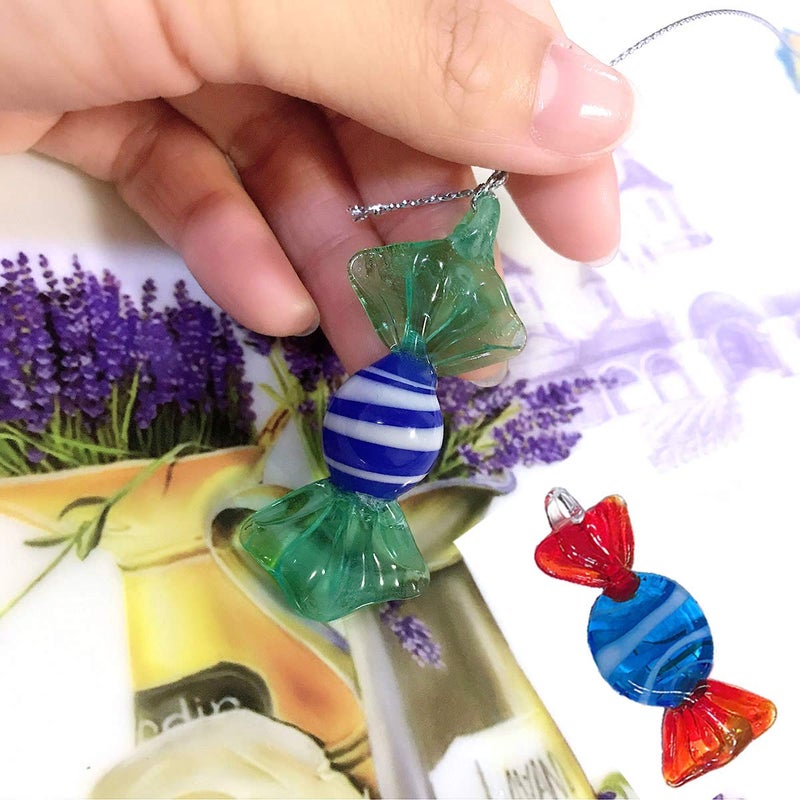 Iceyon Vintage Murano Glass Candy Ornaments Cute Sweets with Ring for Wedding Christmas Tree Party Decoration Pack of 20 - Image 2